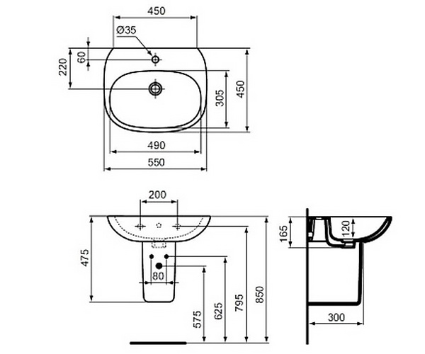 раковина IDEAL STANDARD TESI 55